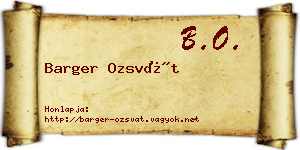 Barger Ozsvát névjegykártya
